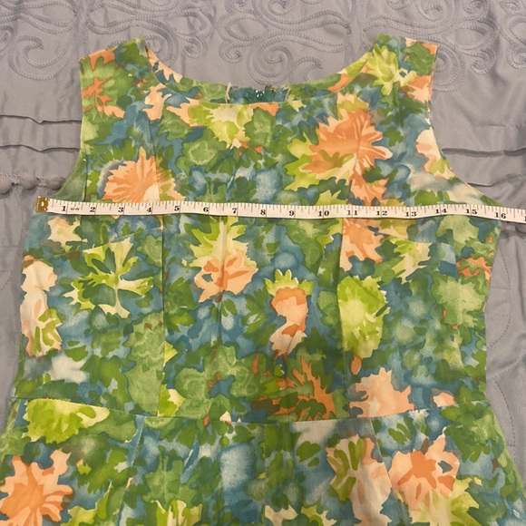 Vintage blue, green and peach flowers dress. Med - Picture 3 of 7